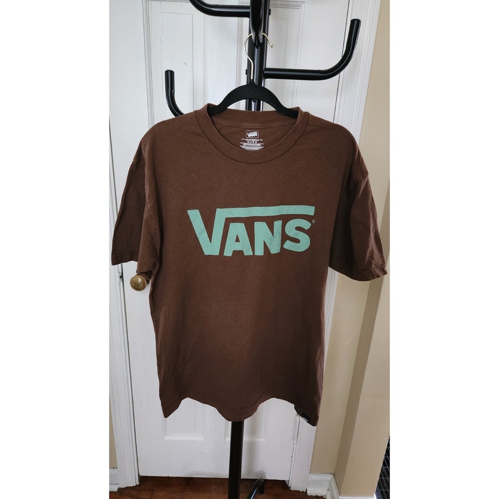 VANS Classic Logo T-Shirt Men's Size L. Brown Short Sleeve Mint Green Y2K